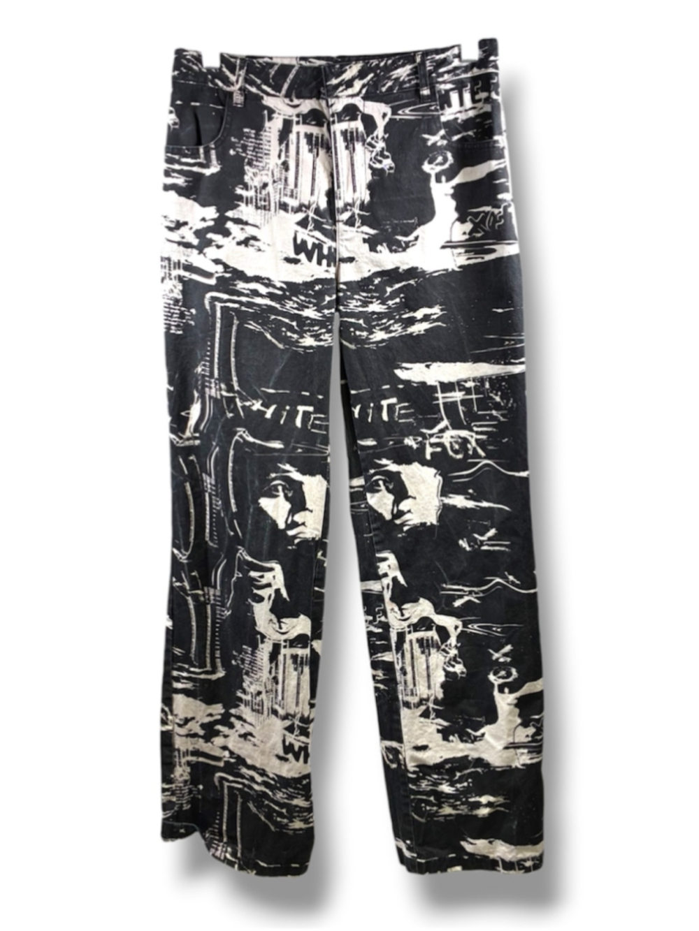 White Fox Printed Pants in Black and White Size XS